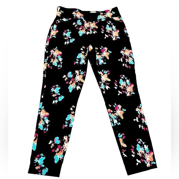 Women’s Versona Black Floral Stretch Pants Size 0 - Picture 4 of 5